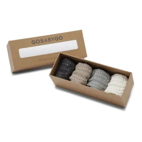4 pack Grip Socks - Bamboo - Dark Grey Melange, Sand, Grey Melange, Off White