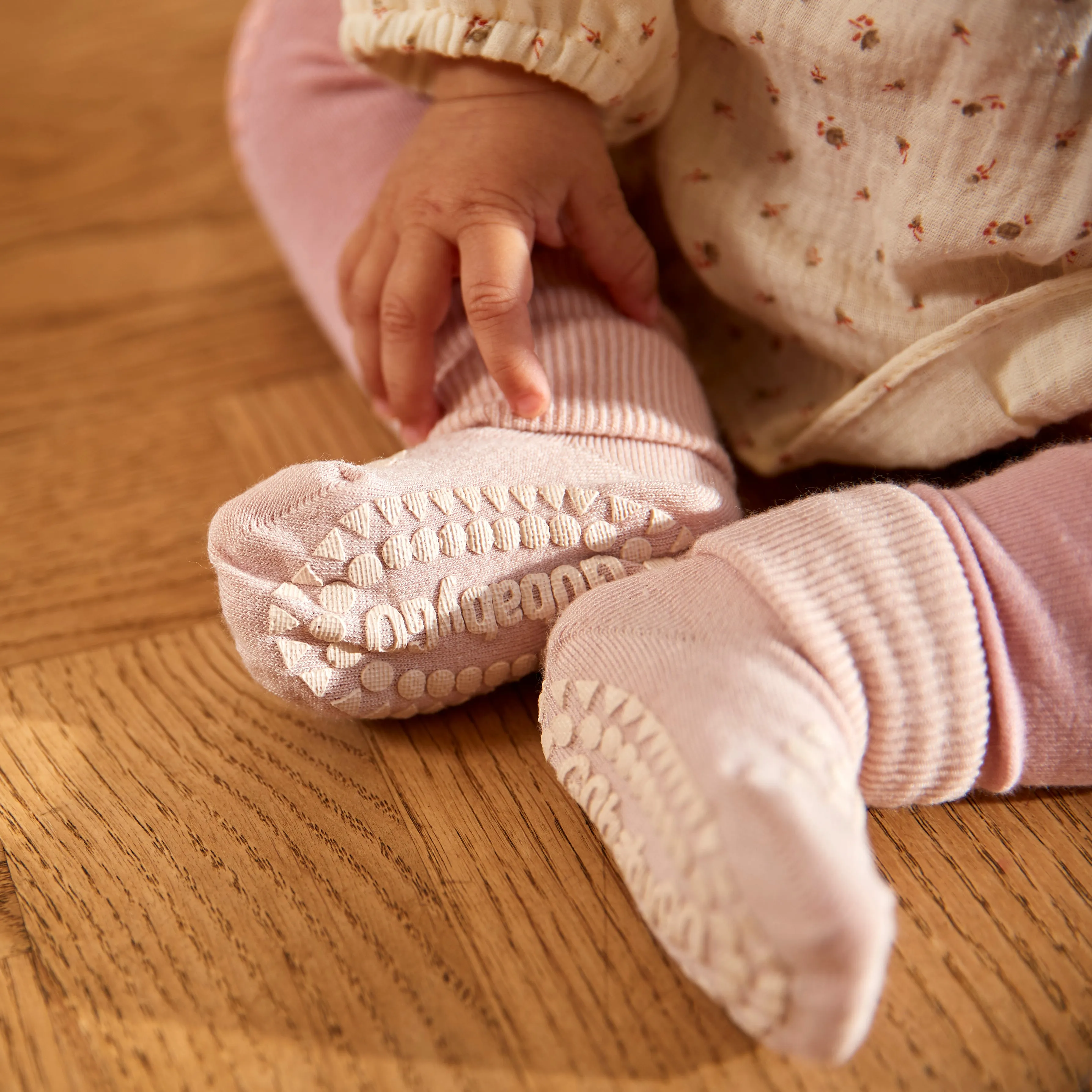 4 pack Grip Socks - Bamboo - Grey Melange, Sand, Soft pink, Misty Plum