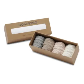 4 pack Grip Socks - Bamboo - Grey Melange, Sand, Soft pink, Off White