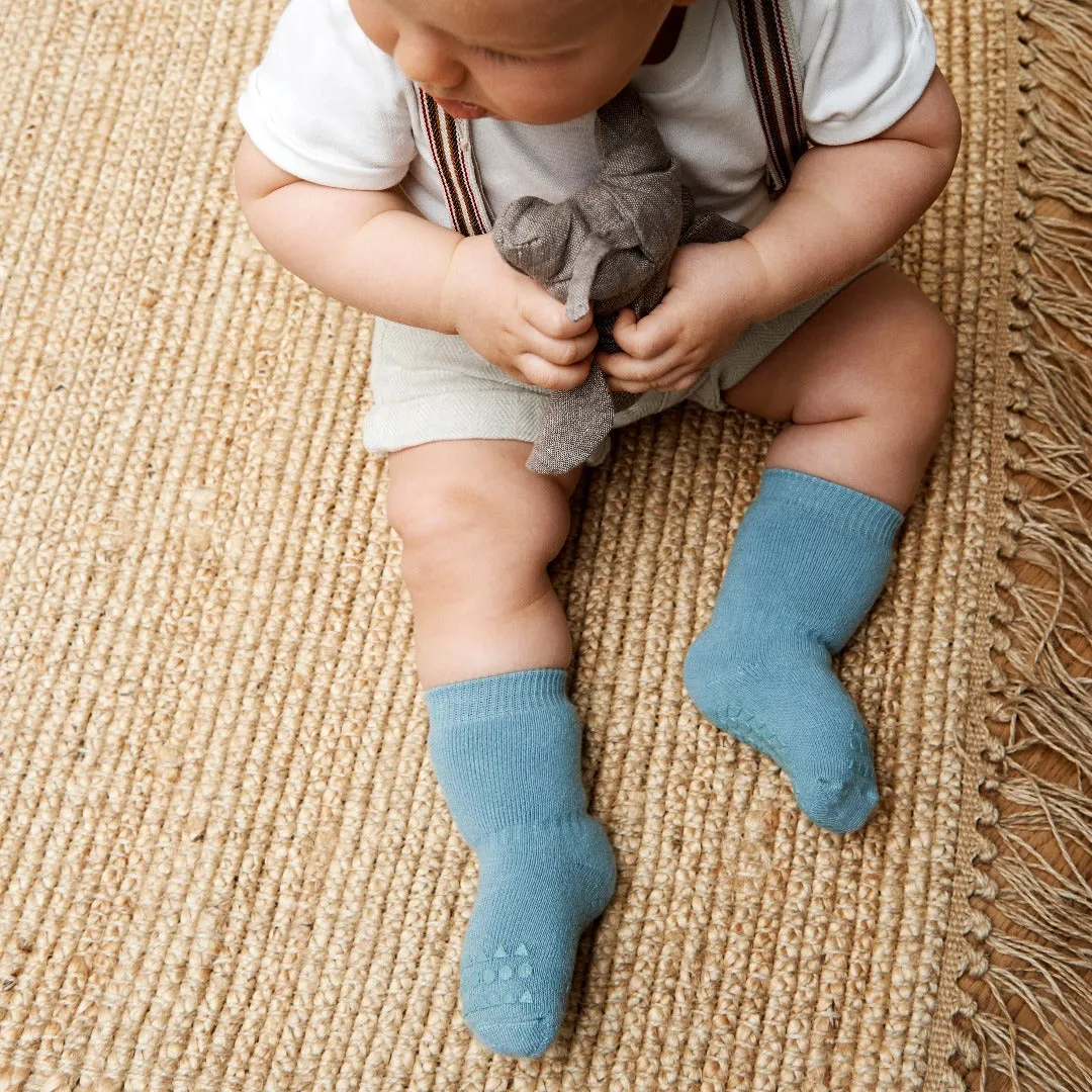 4 pack Grip Socks - Organic cotton  Organic Cotton - Dark Grey Melange, Dusty Blue, Grey Melange, Navy Blue