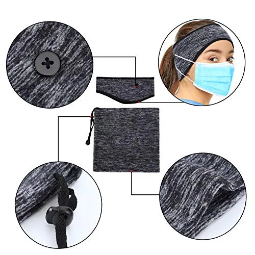 4 Pieces Winter Ear Warmer Headband Winter Neck Gaiter for Cold Weather Running Sweatband Sports Non Slip for Girls Women Men Fleece Headband Ear Cover Muffs for Jogging Cycling Yoga