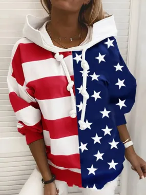 American Flag Hoodies Women Simple Loose Hoody Y2k Street High Quality Hooded Sweatshirt Sportswear Casual Tops Female