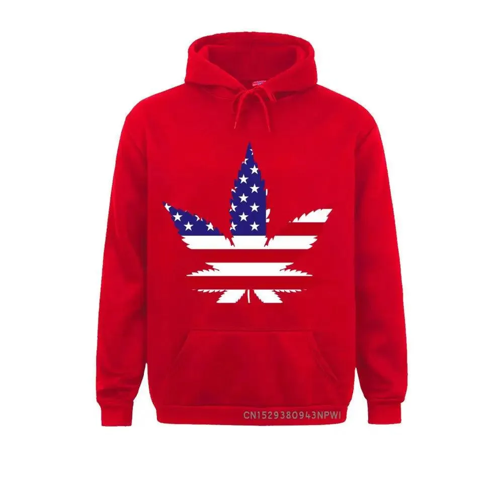 American Flag Weed Leaf Hemp Leaves Patriotic Pot Funny Hoodie For Man Woman Winter Pocket USA Costume Sweatshirt Tee