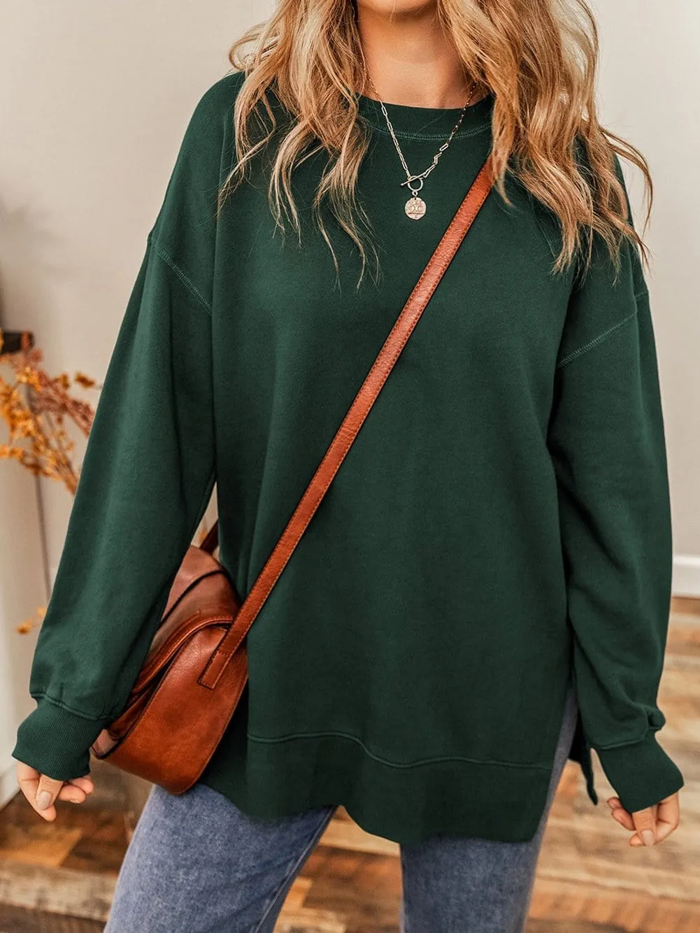 Boho-Chic Crew Neck Sweater