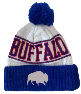 Buffalo Pom Knit Winter Hat - Embroidered Buffalo