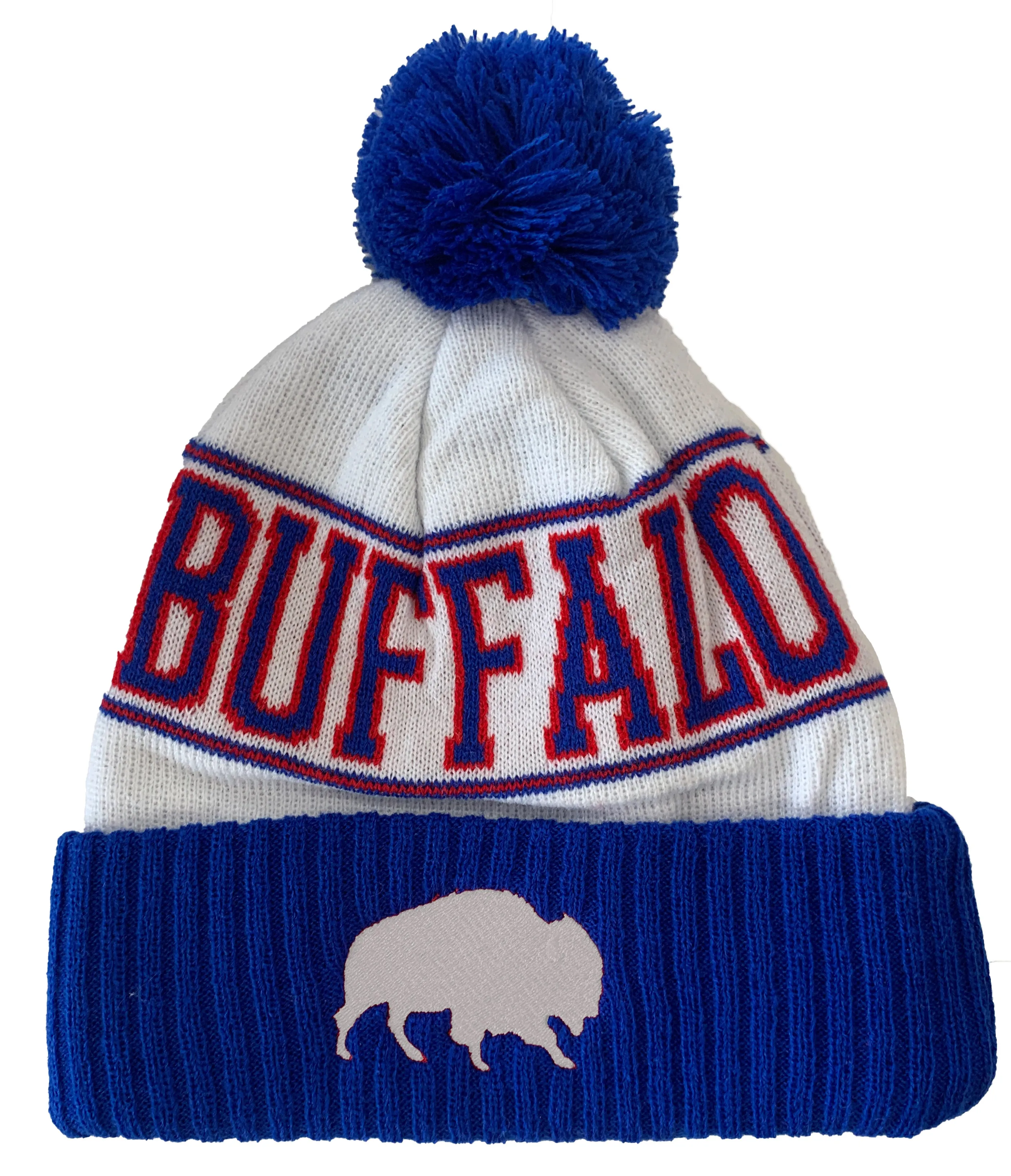 Buffalo Pom Knit Winter Hat - Embroidered Buffalo