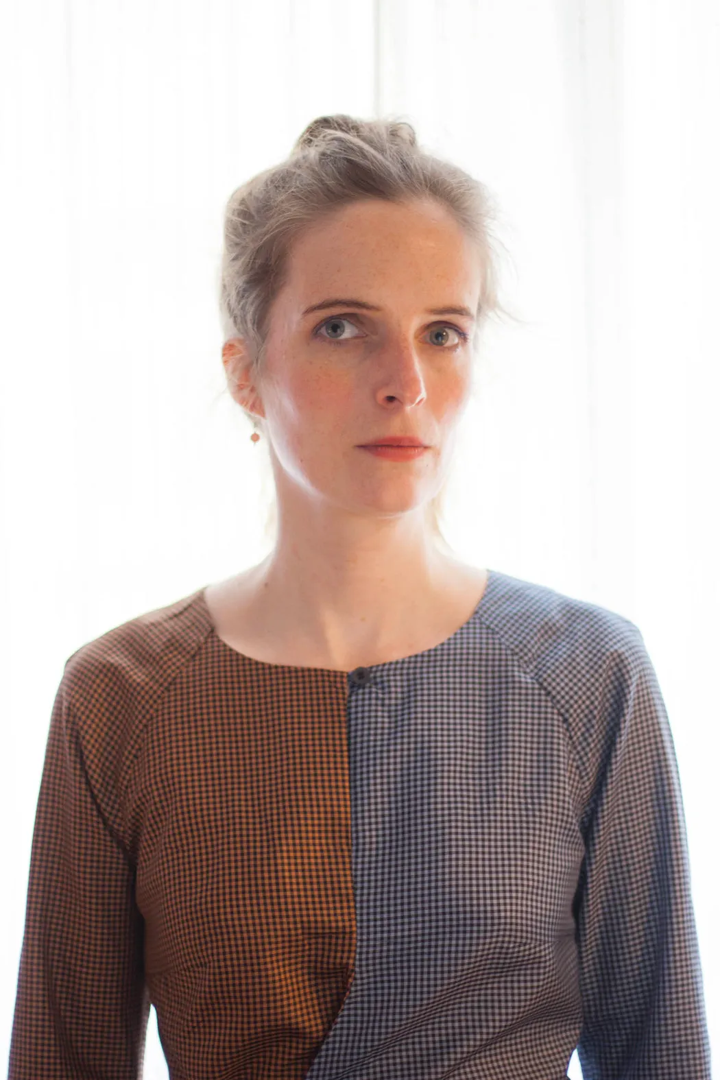 Checked Wrap Blouse Silk