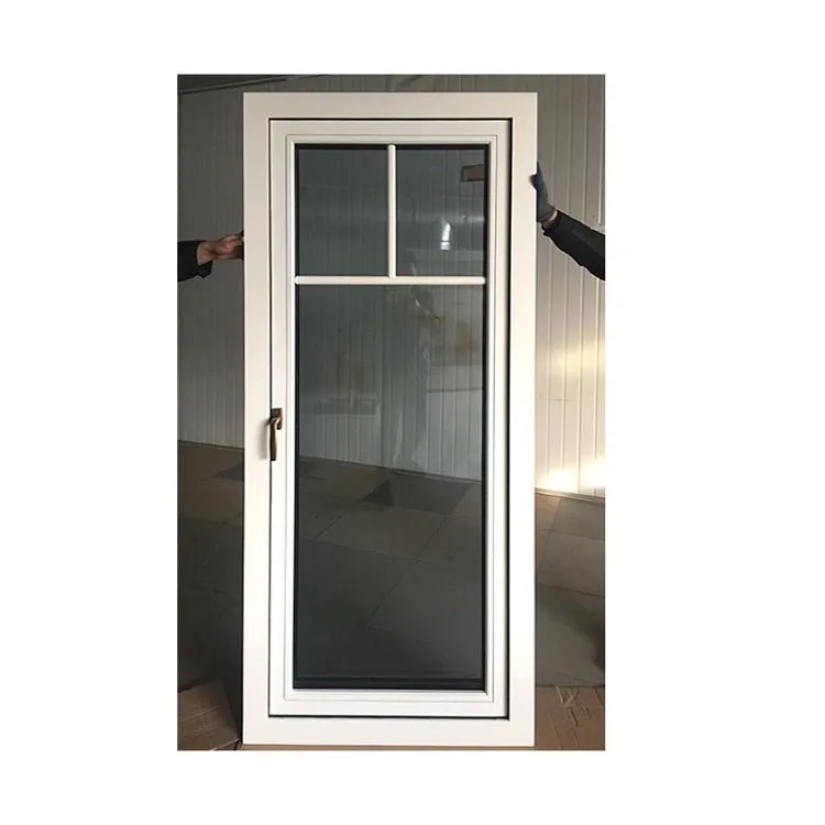 Doorwin Hot Sale White Aluminum Clad Wood Push Out Casement Windows with Grilles