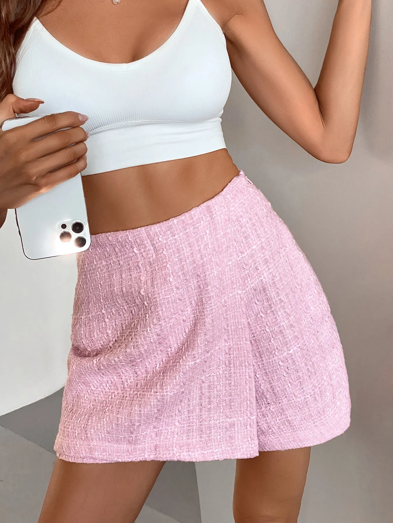 Elegant Plain Wrap High Waist Women Shorts