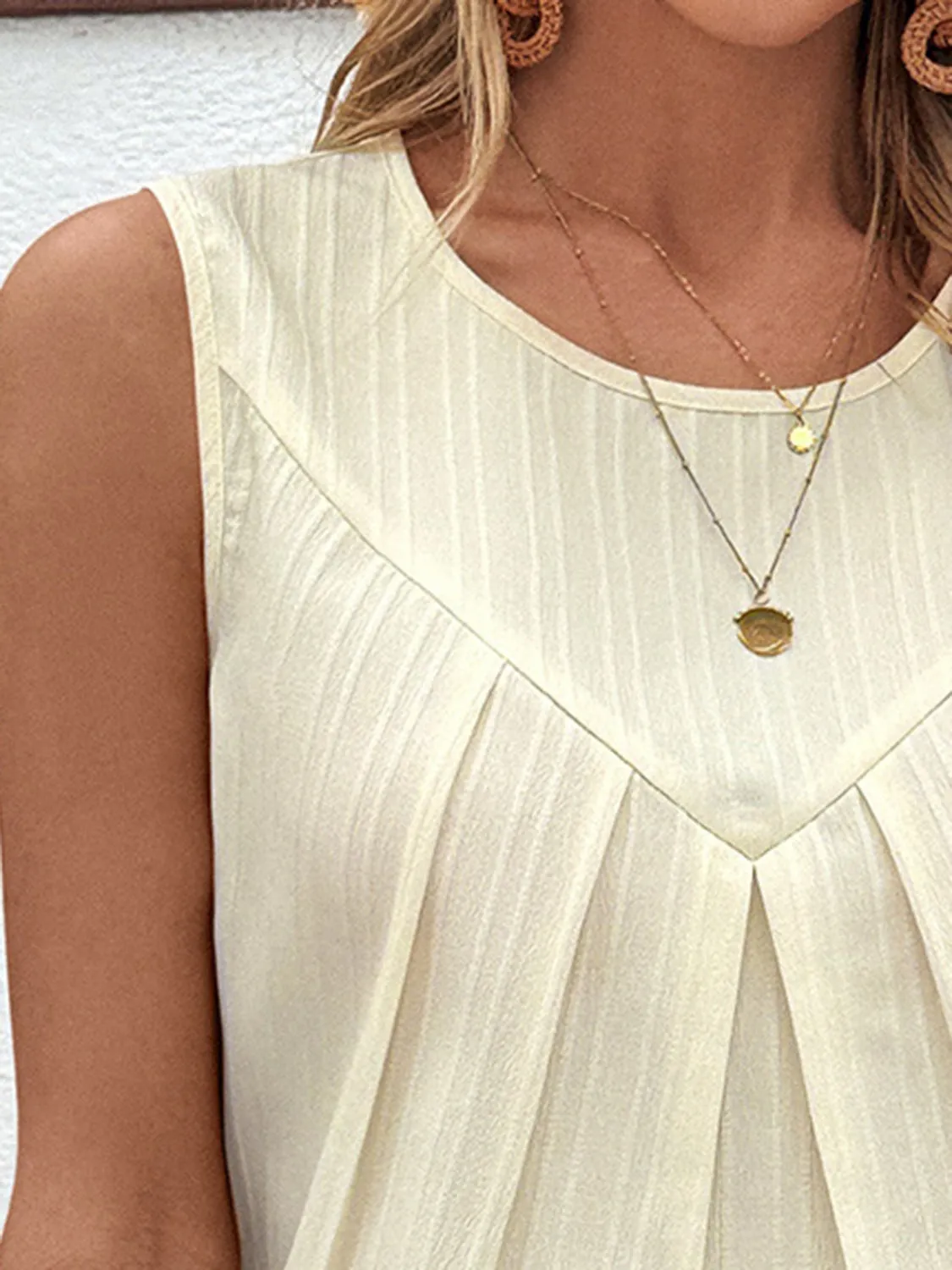 Explore More Collection - Ruched Round Neck Tank