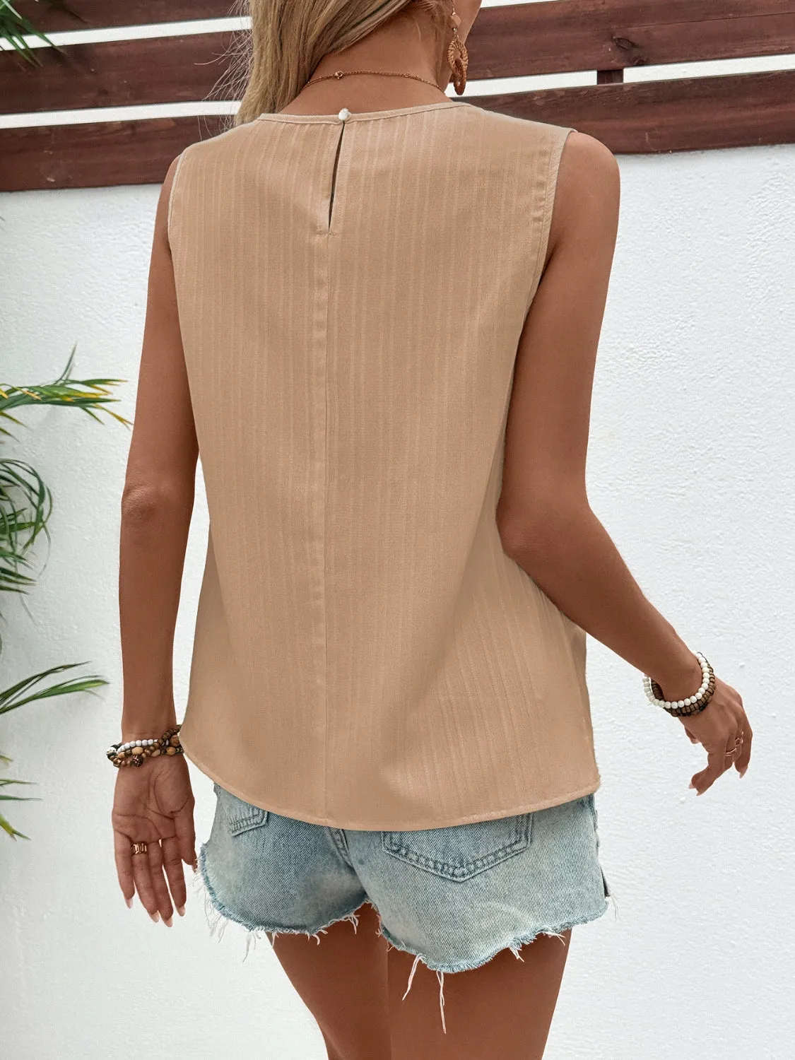 Explore More Collection - Ruched Round Neck Tank