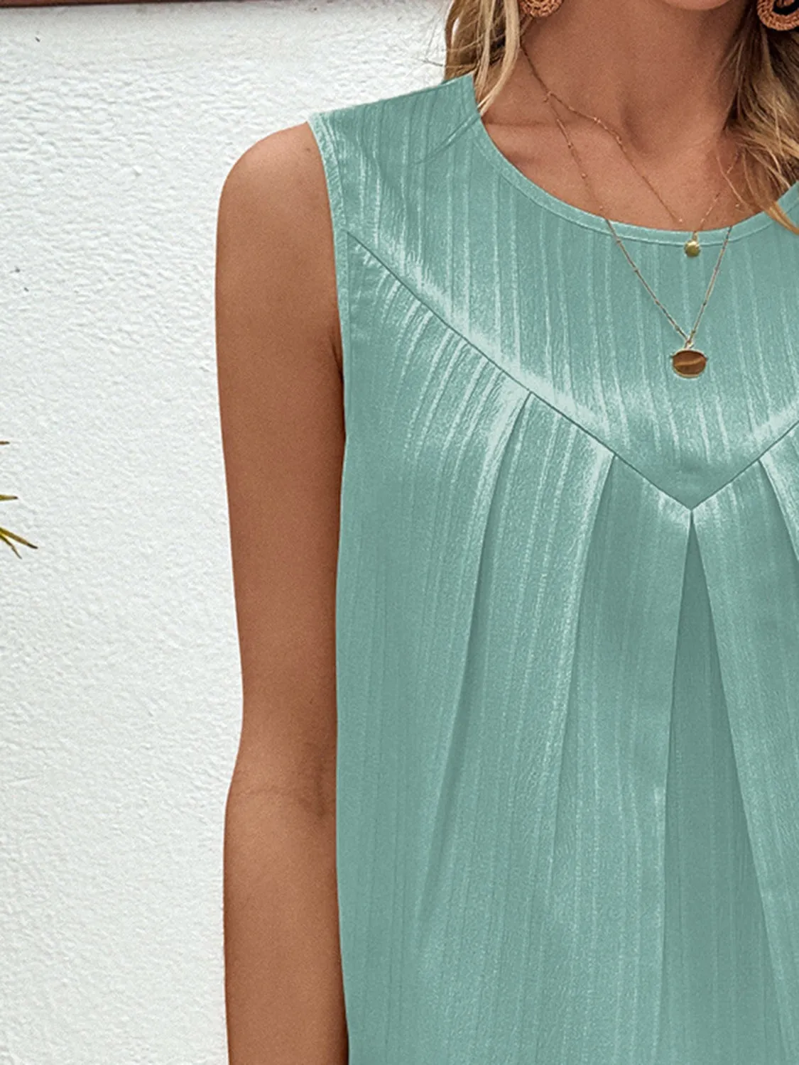 Explore More Collection - Ruched Round Neck Tank