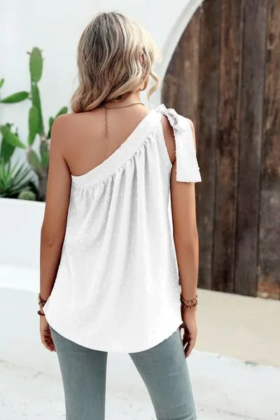 Explore More Collection - Swiss Dot Single Shoulder Tank
