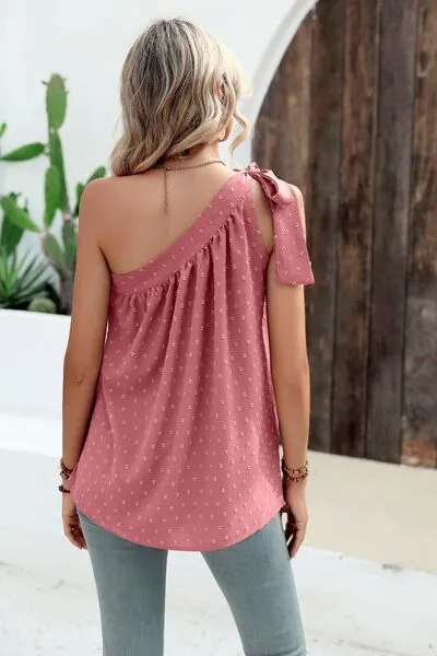 Explore More Collection - Swiss Dot Single Shoulder Tank