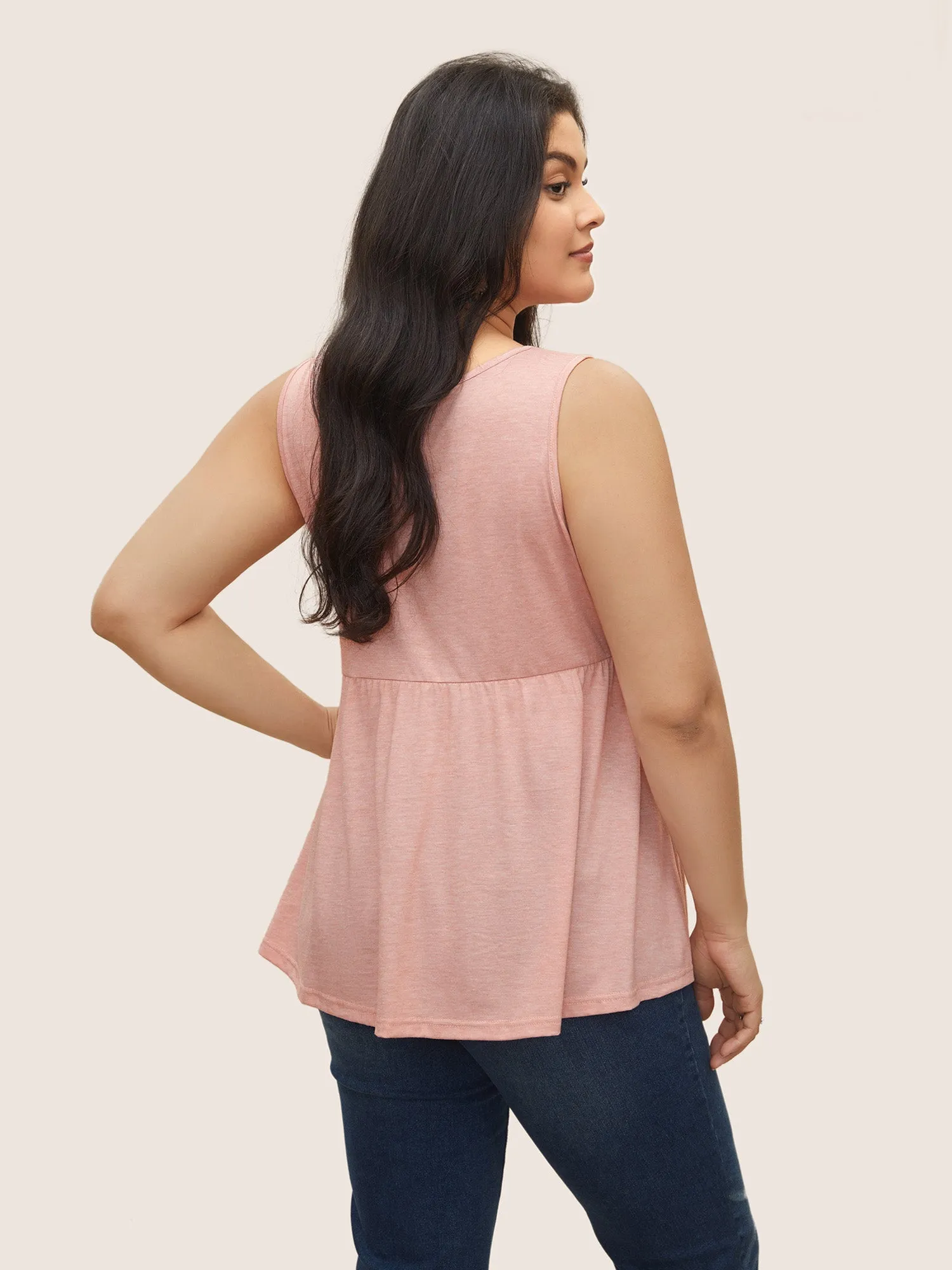 Floral Embroidered Button Detail Tank Top
