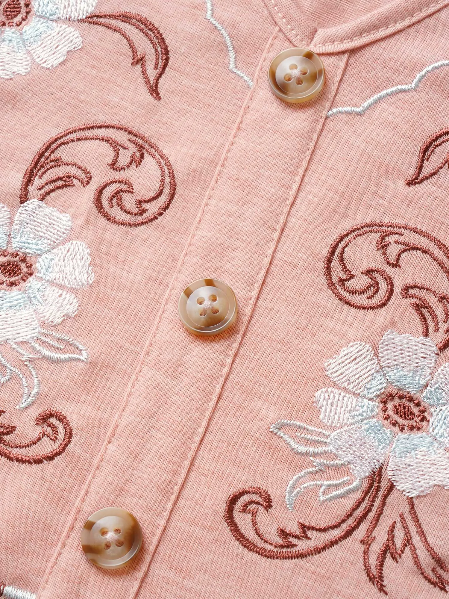 Floral Embroidered Button Detail Tank Top