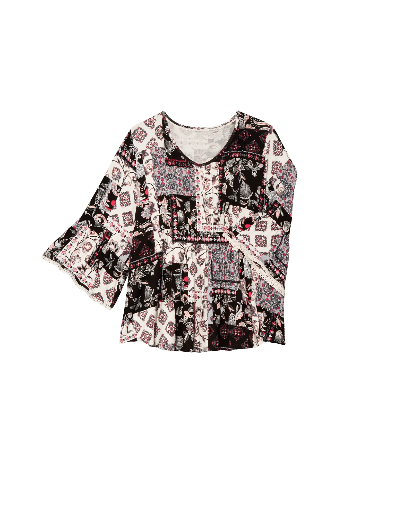Gemma Patchwork Knit Top | Black / Red