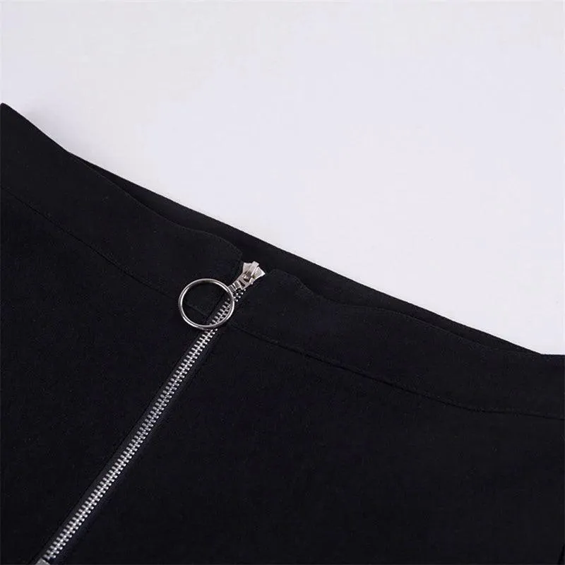 Gothic Petagram Cutout High Waist Tights, Sexy Zipper Leggings For Women