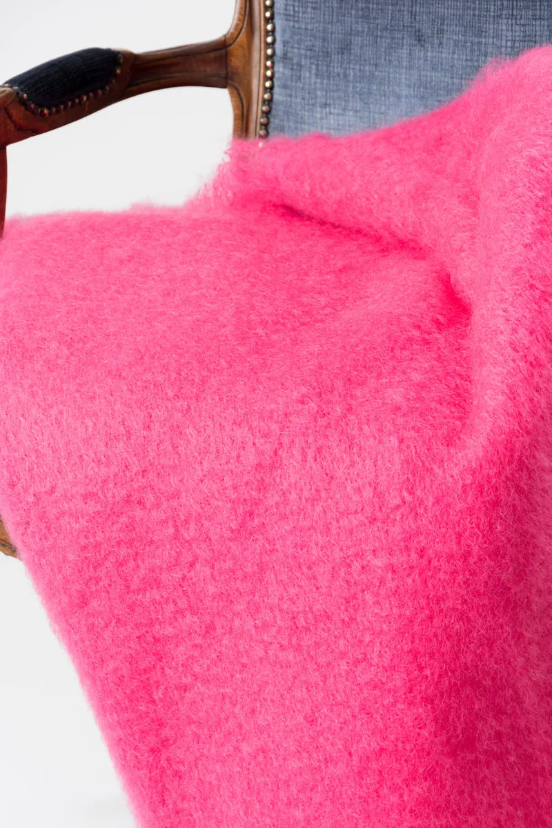 Hot Pink Mohair Throw Blanket