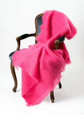 Hot Pink Mohair Throw Blanket