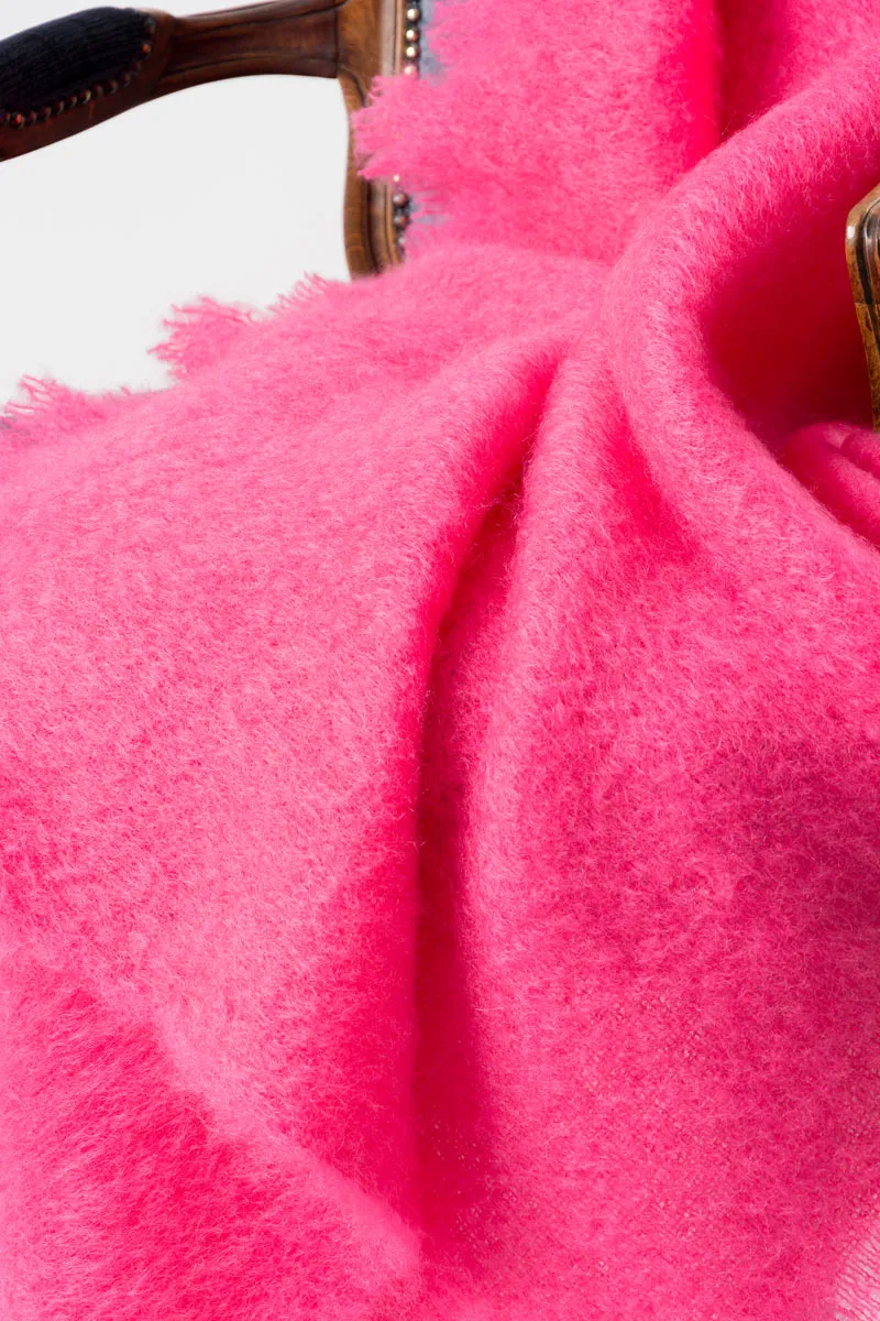 Hot Pink Mohair Throw Blanket