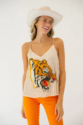 IN THE JUNGLE GOLD SEQUIN TANK