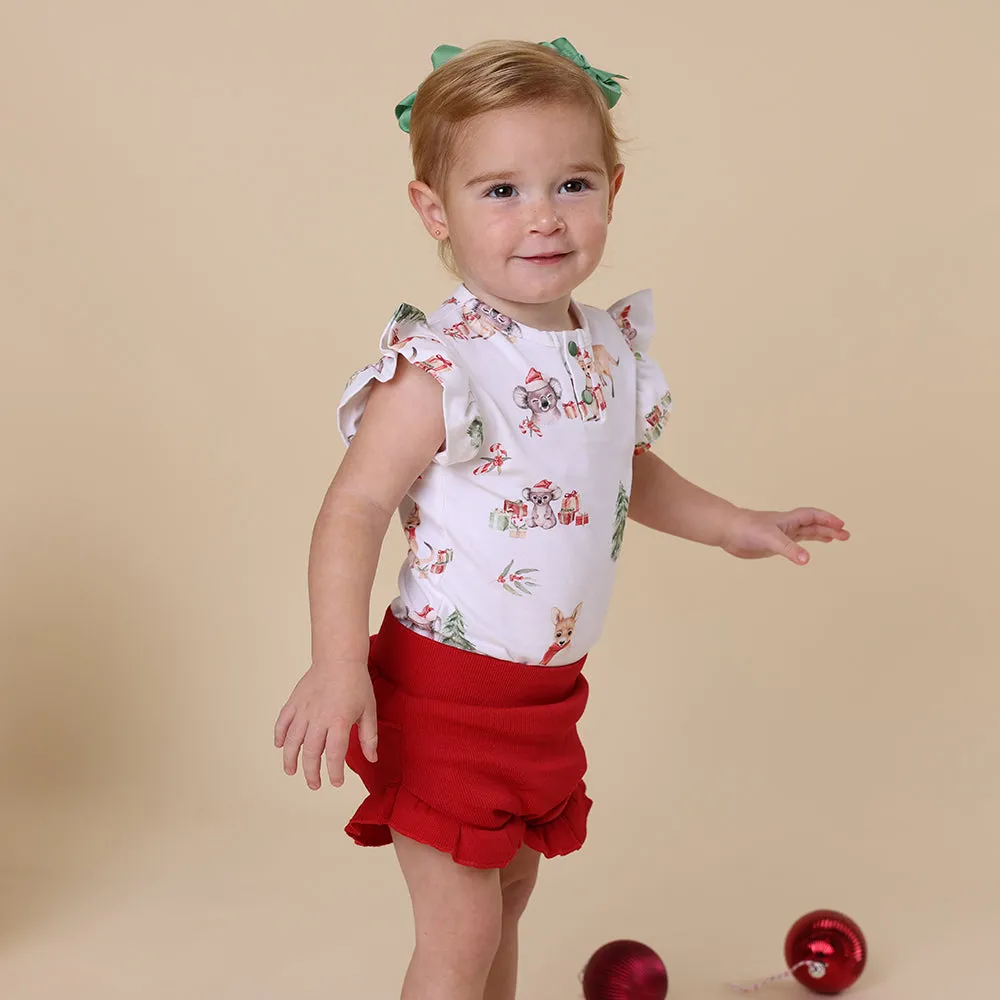 Kangas & Koalas Short Sleeve Organic Bodysuit with Frill