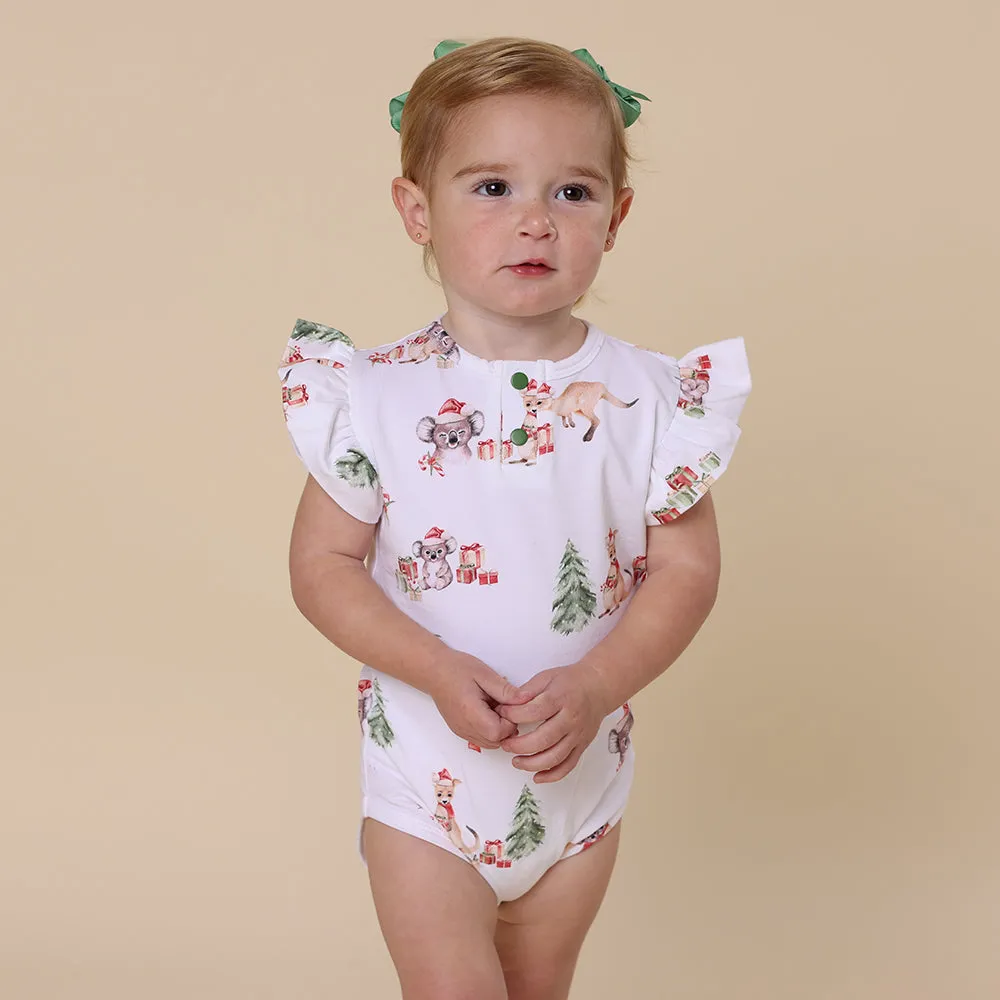 Kangas & Koalas Short Sleeve Organic Bodysuit with Frill