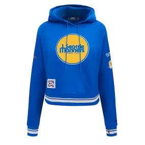 MLB SEATTLE MARINERS RETRO CLASSIC WOMEN'S RIB CROPPED PO HOODIE (ROYAL BLUE)
