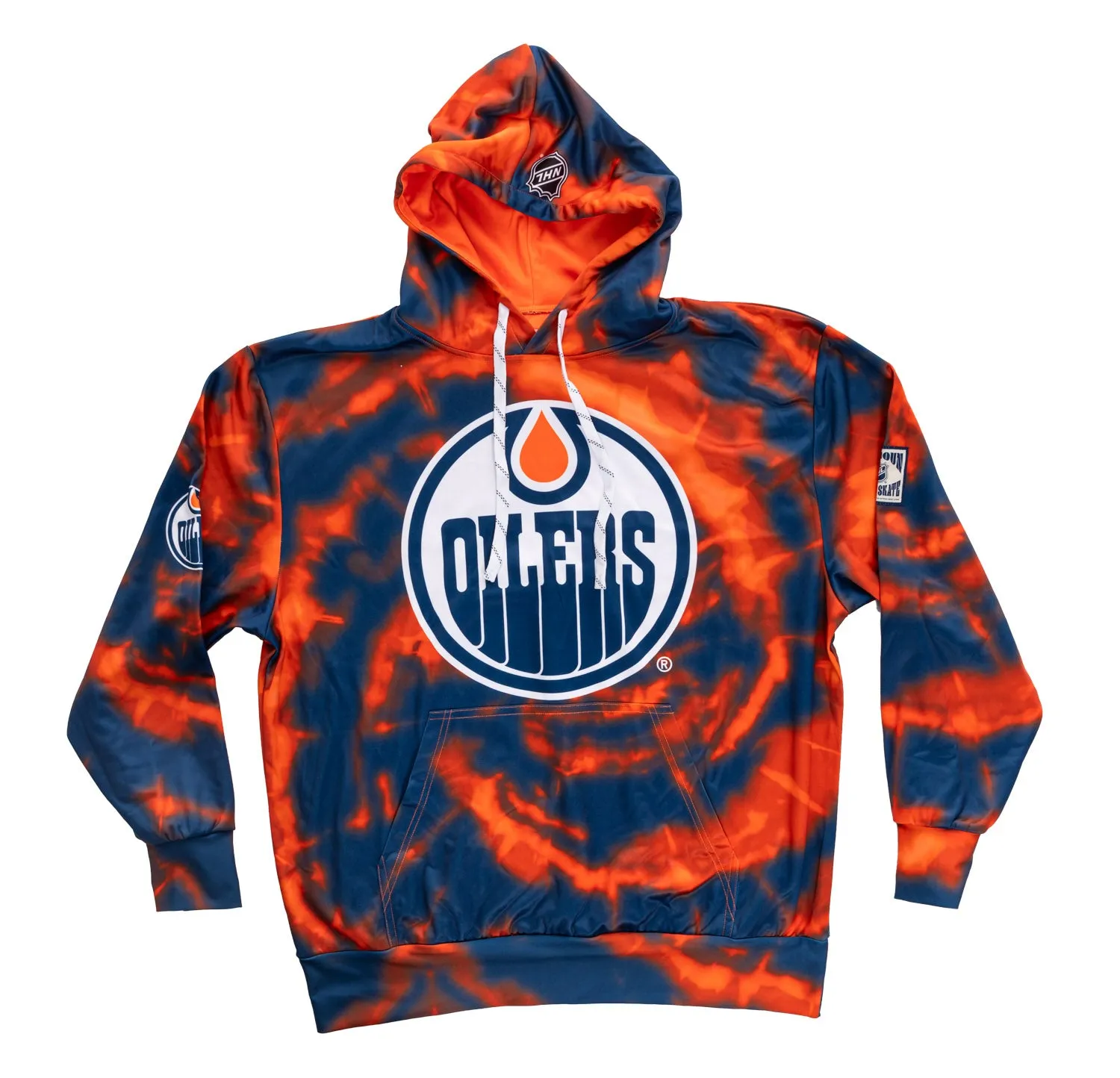 Official NHL licensed Edmonton Oilers Sublimation Tie Dye Hoodie