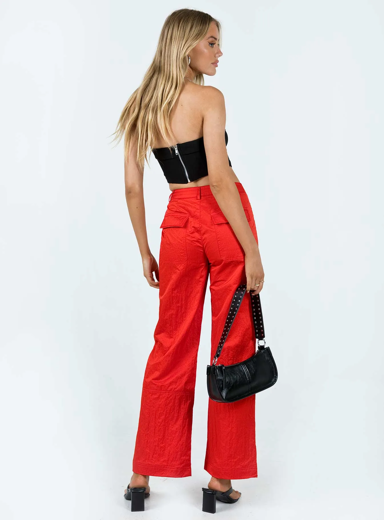 Pagden Nylon Cargo Pants Red