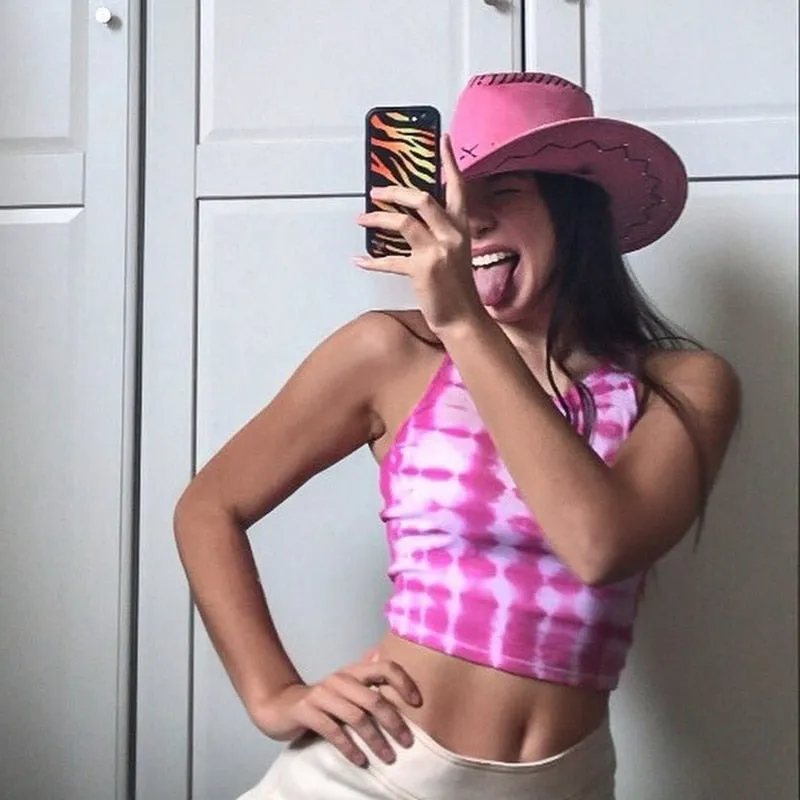 Plaid Tie Dye Casual Workout Tank Top Skinny Bralette Crop Top Sleeveless