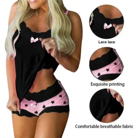 Sexy Lace Lingerie Set - Sheer Cami and Shorts Set