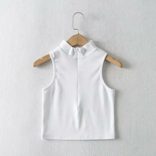 Sleeveless Women Solid Crop Tank Top
