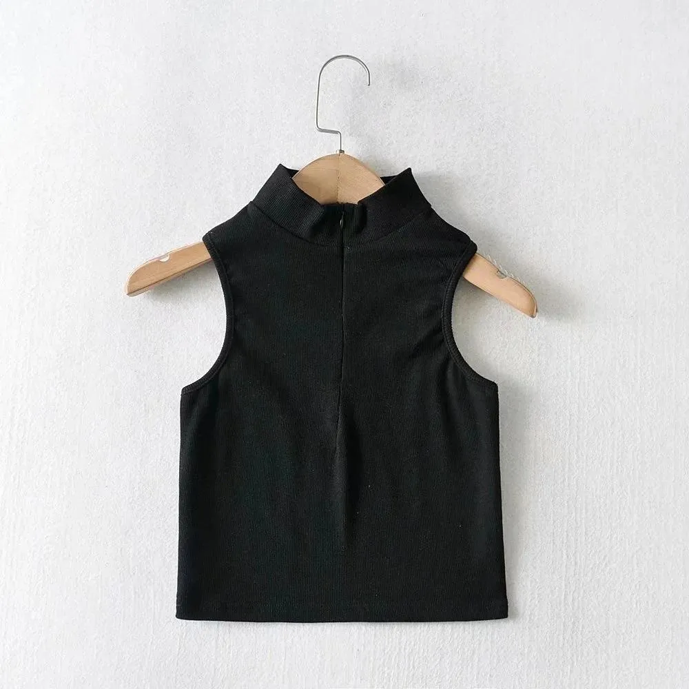 Sleeveless Women Solid Crop Tank Top