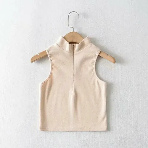 Sleeveless Women Solid Crop Tank Top
