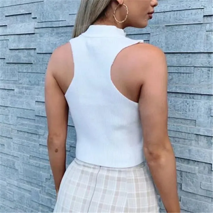 Sleeveless Women Solid Crop Tank Top