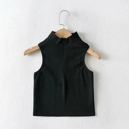 Sleeveless Women Solid Crop Tank Top