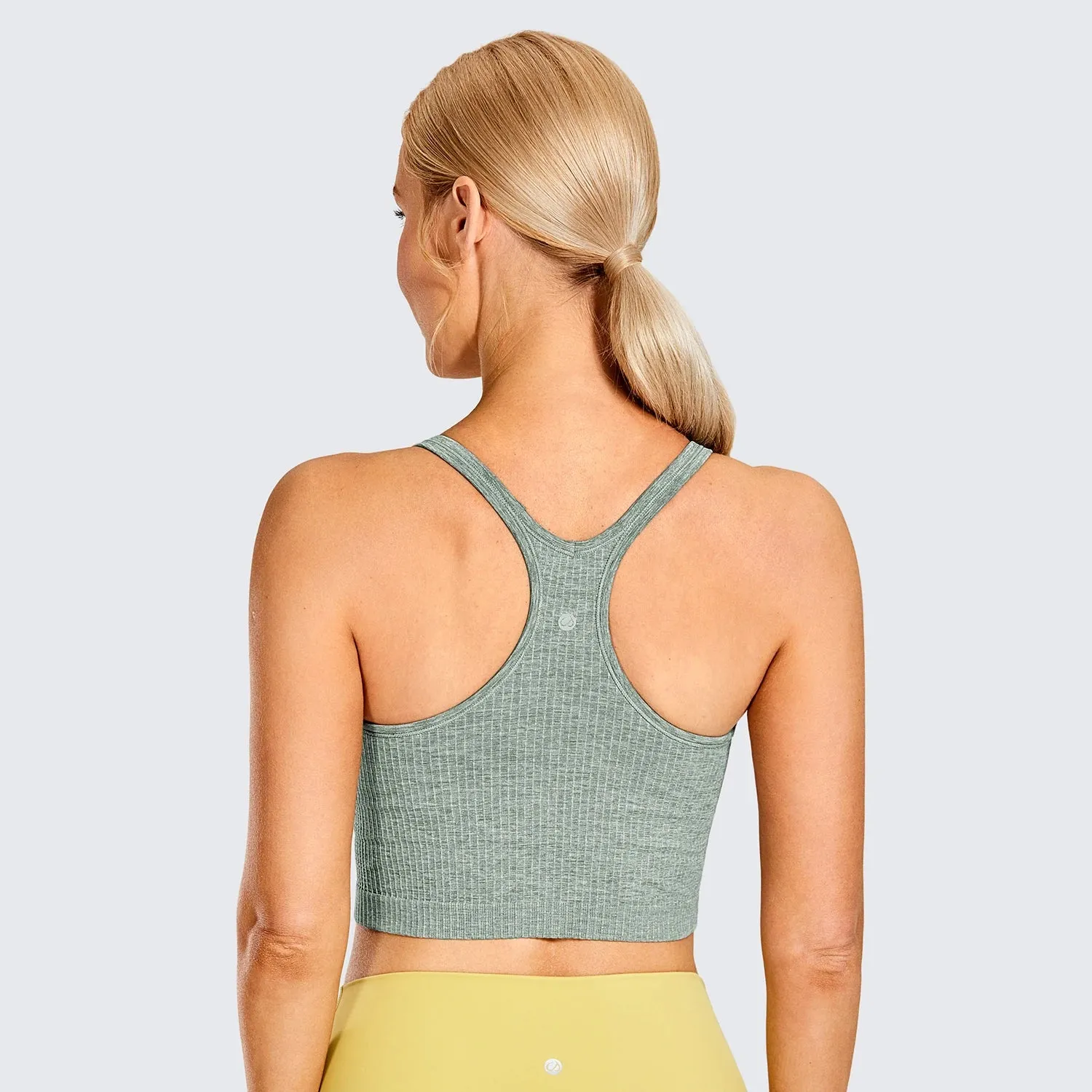 SYROKAN Women's Longline Sports Bra Padded Wireless Racerback Yoga Bras Crop Tank Tops