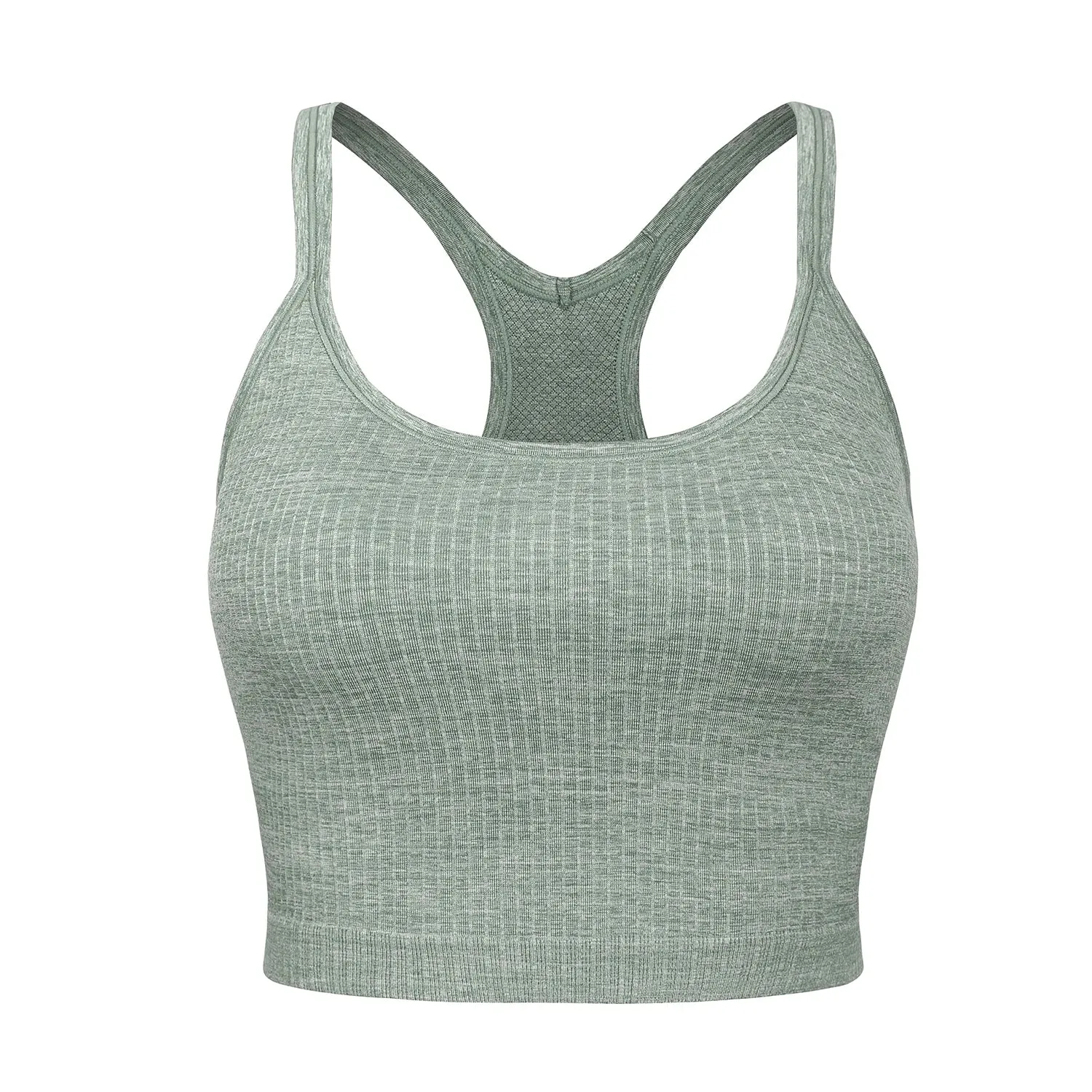 SYROKAN Women's Longline Sports Bra Padded Wireless Racerback Yoga Bras Crop Tank Tops