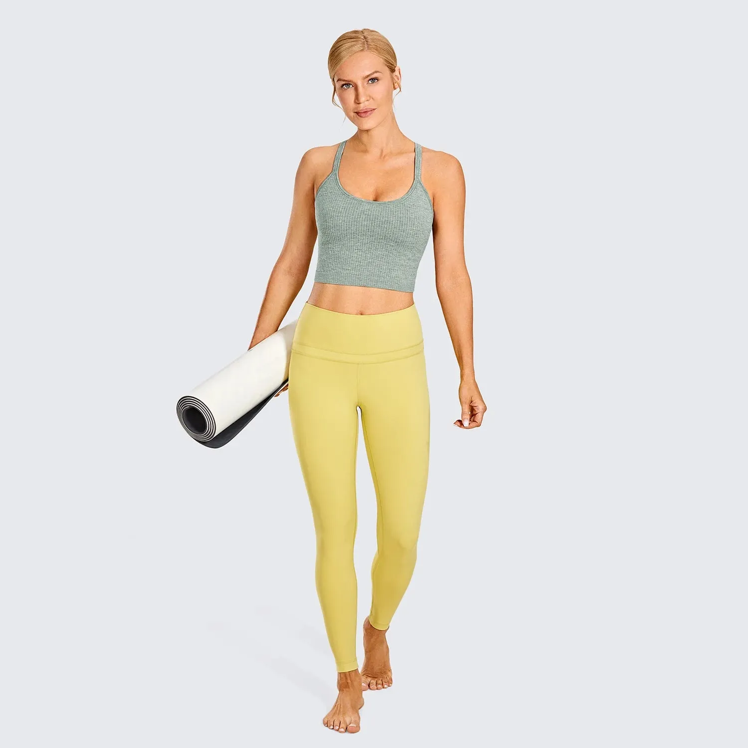 SYROKAN Women's Longline Sports Bra Padded Wireless Racerback Yoga Bras Crop Tank Tops