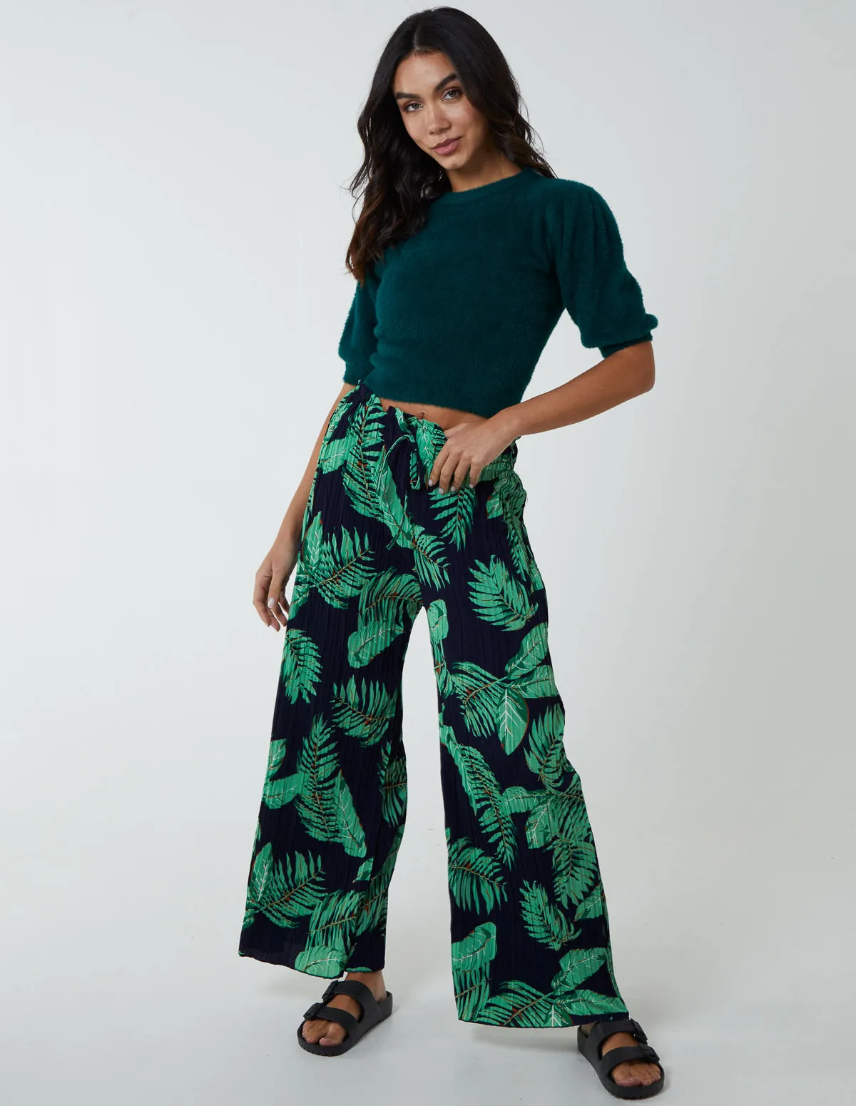 Tropical Print Elasticated Waist Culottes