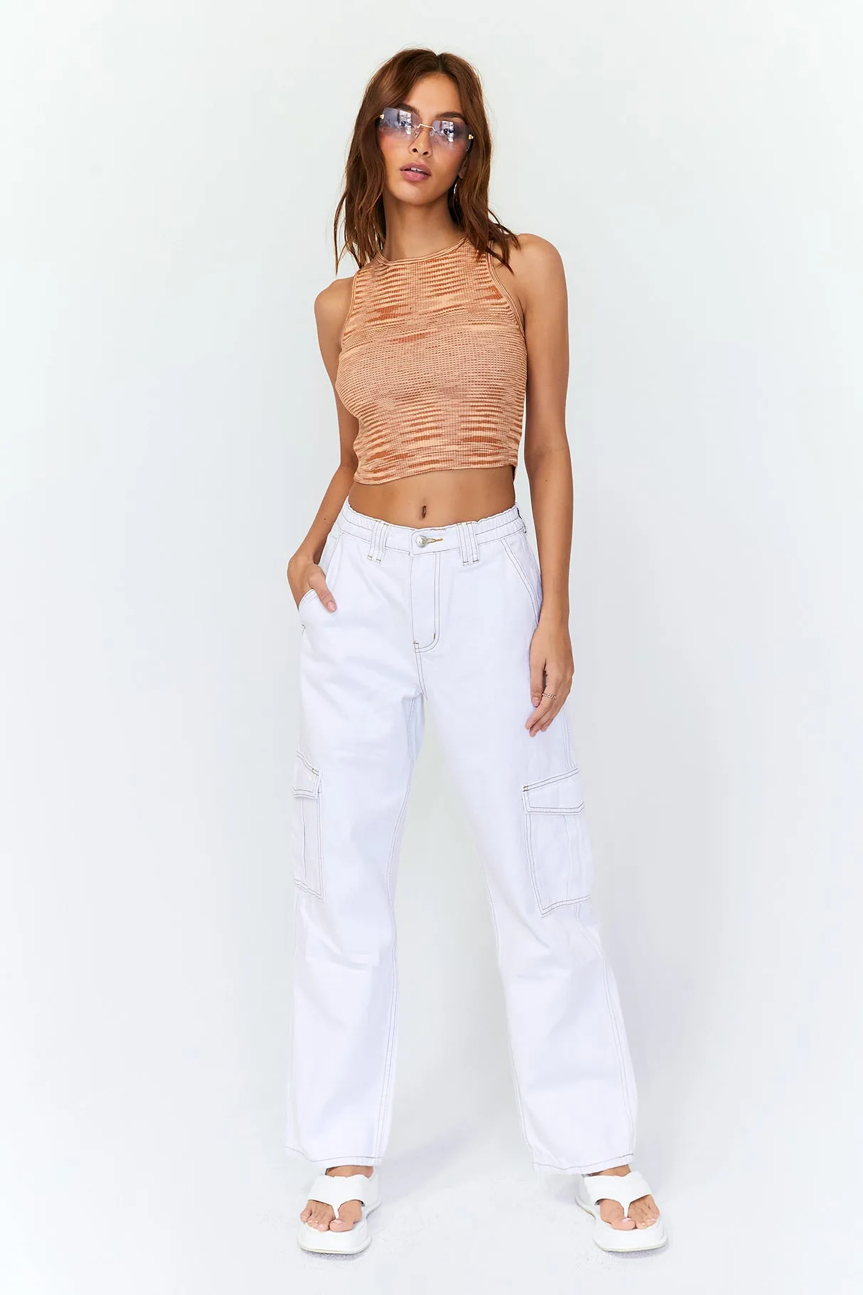 Utility Cargo Denim Jeans White