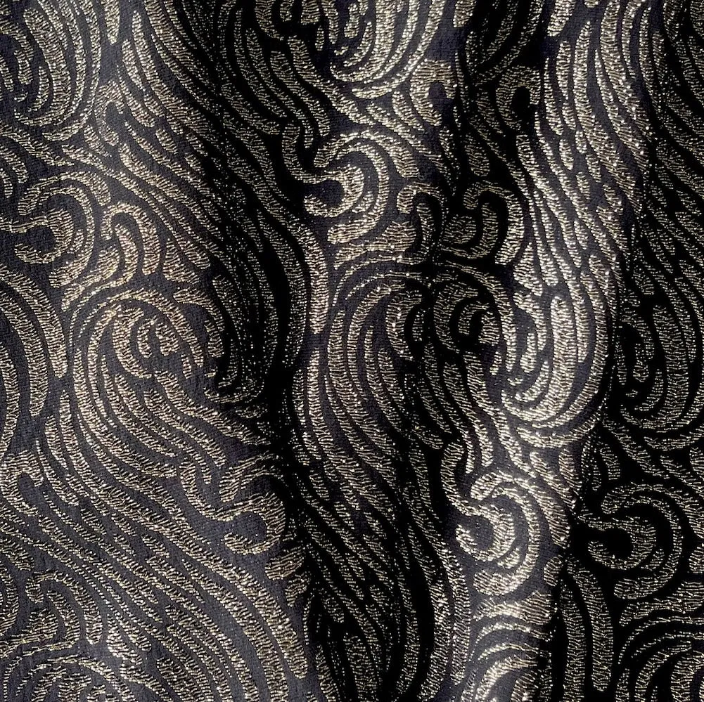 Vintage Light-Weight Old Gold Swirls Silk & Lurex Brocade (Made in Italy)